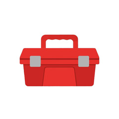 Fototapeta premium A simple, flat design illustration of a red toolbox against a black background.