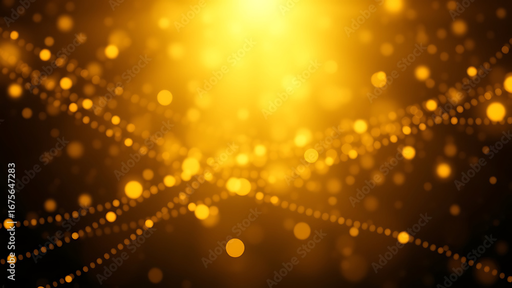 Poster abstract gold digital background animation golden glowing particles and lines on dark gradient backg