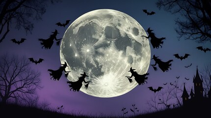Fototapeta premium Witch Silhouettes in the Moonlight