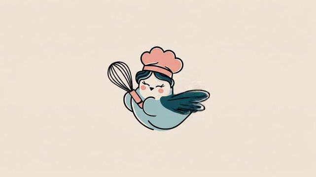 Cute bird chef illustration