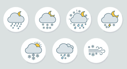 collection of weather icons showing different weather conditions.