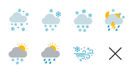 Collection of weather icons representing different weather conditions.