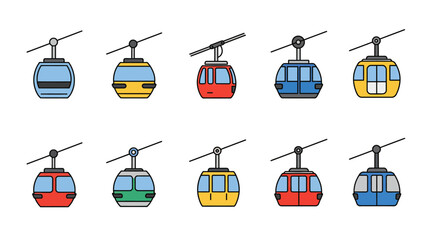 Colorful Cable Cars or Gondolas.