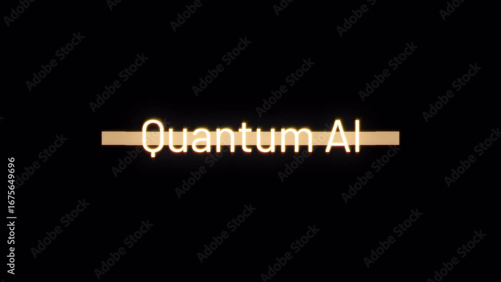 Poster title text quantum ai glitch gold text effect illustration on black abstract background. isolate usi