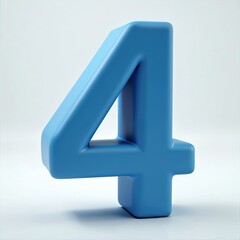 Obraz premium Simple 3D blue number four isolated on a clean white background. This numeral is perfect for educational materials, infographics, or design projects needing a clear, bold digit.