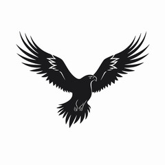 Obraz premium Majestic soaring eagle with outstretched wings rendered in sharp silhouette