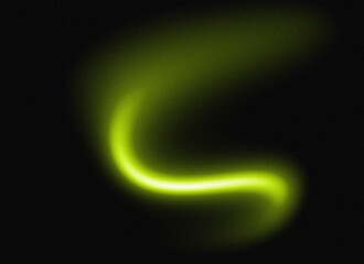 Glowing Green Swirl on Black Abstract Light Effect