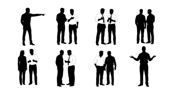 Silhouette Business Conversation Icons