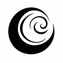 Naklejka premium Abstract curving black shapes in white isolated swirl design silhouette