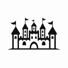 Obraz premium Fantasy kingdom fort architecture simple graphic castle tower design silhouette