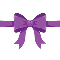 A vibrant purple ribbon bow with a black background, showcasing a festive and celebratory mood.