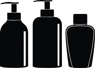 shampoo conditioner bottles silhouette vector illustration