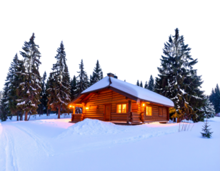 Xmas Night Scene with Church and Starry Sky, Transparent PNG