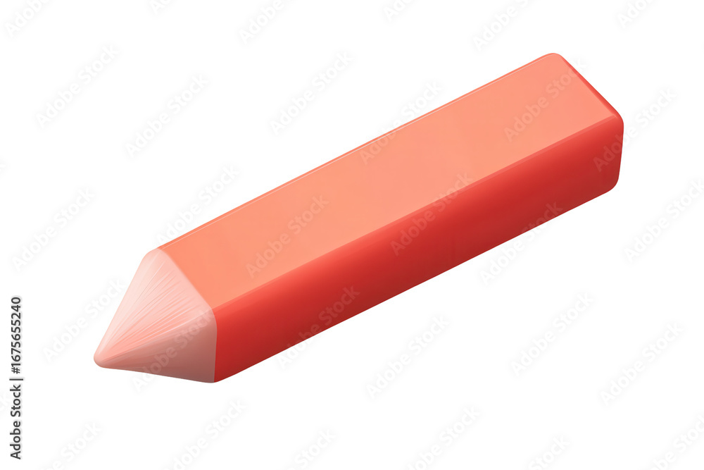 Poster eraser in a top view isolated style, featuring a simple design with a pointed tip, showcasing a vibr
