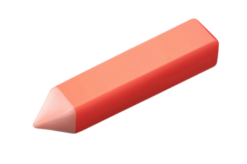 Eraser in a top view isolated style, featuring a simple design with a pointed tip, showcasing a vibrant pink hue and smooth surface suitable for precise correction tasks