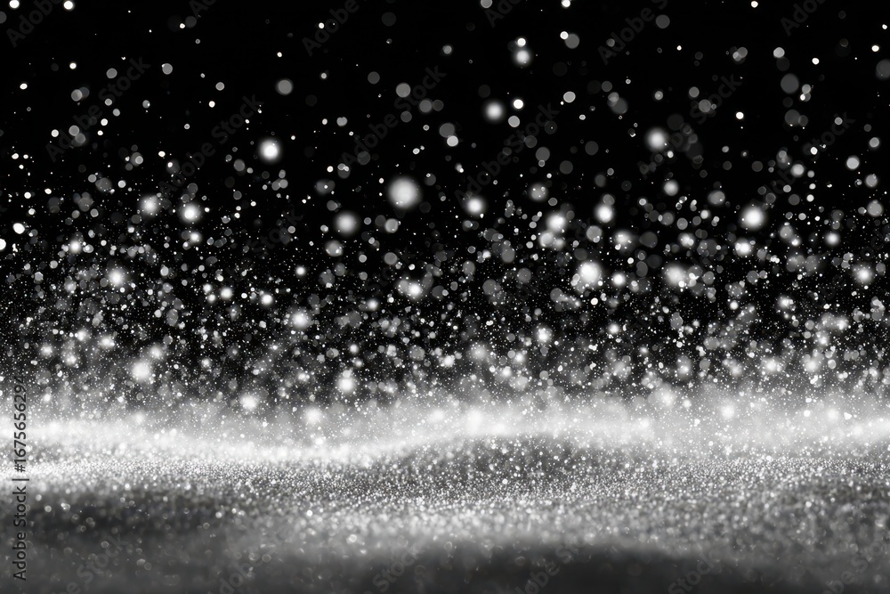 Aufkleber white snow particles gently falling and creating a delicate layer on a dark background during a sere