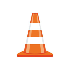 A simple, vibrant orange traffic cone with white stripes stands out against a solid black background.