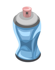 A spray can with a blue body and a nozzle on top. A symbol of art, graffiti, creativity, design, and urban culture.