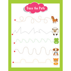 Trace the path worksheet activity for kids page 16