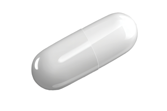 Isolated white pill resting on transparent background showcases simplicity and potential health benefits in a minimalistic presentation