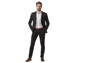 Businessman standing confidently in a modern studio setting showcasing professional attire and demeanor while demonstrating readiness for business engagements