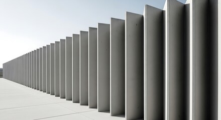 Obraz premium Architectural repetition of vertical concrete panels.