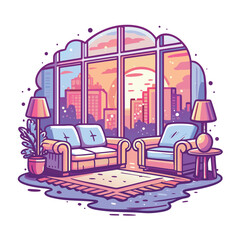 Naklejka premium Sunset Living Room