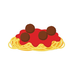 A colorful illustration of a generous serving of spaghetti and meatballs, showcasing a vibrant red sauce and golden noodles.