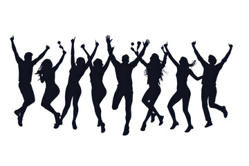 Group of people dancing joyfully at an outdoor celebration during the evening, showcasing their energy and excitement under the night sky