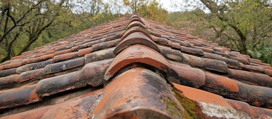 Old Tile Roof in the Woods