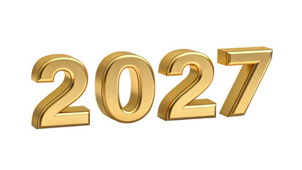 Golden 3 D Numbers 2027 on Black Background isolated on white transparent background png jpg business people clipping path cutout 4k full hd poster banner label download