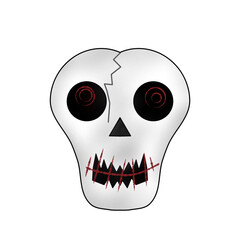 Spooky stitched skull with jagged teeth, capturing the eerie Halloween vibe. Perfect for dark, mysterious design projects.
