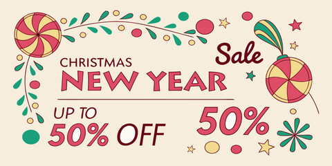 Merry Christmas and Happy New Year set of 4 social media story, Vector design of christmas elements for greeting card, cover, social media post, minimal design templates.
