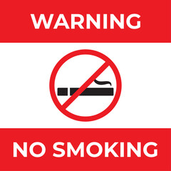 No Smoking Warning Sign Bold Red and White Safety Notice with Cigarette Icon