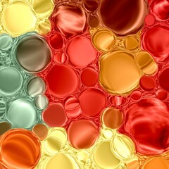 Abstract colorful bubbles background with glossy round shapes in red, yellow, orange and green