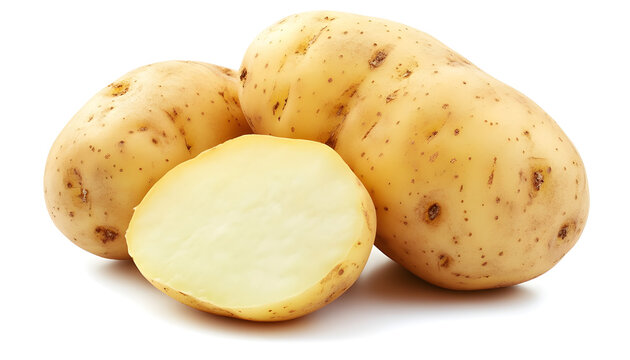 One peeled raw potato isolated on white