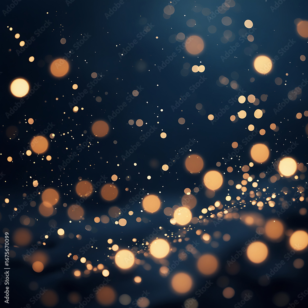 Poster magical bokeh lights and sparkling particles creating a dreamy and festive atmosphere on a dark back