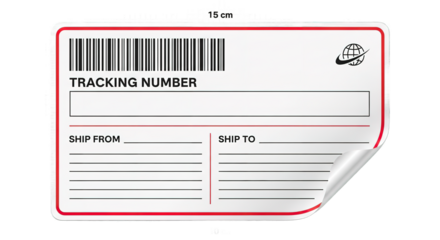 Shipping Label Template Tracking Number Blank White Red
