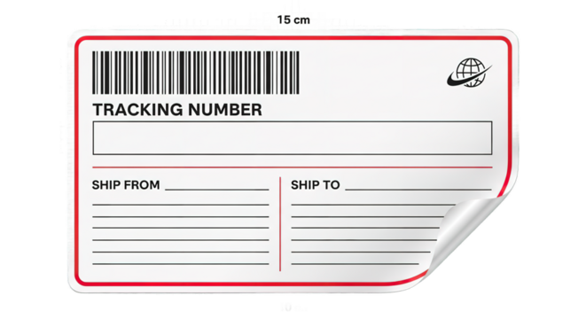 Shipping Label Template Tracking Number Blank White Red