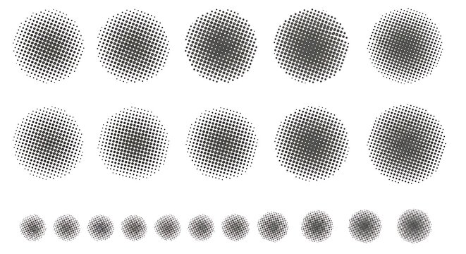 Abstract Halftone Circles and Dots Collection.