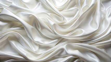 Obraz premium Gentle folds of flowing white silk fabric creating soft