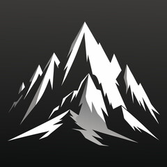 Monochromatic Mountain Peak Illustration: Abstract, Dramatic, and Powerful Graphic Design