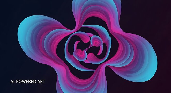 AI-Generated Abstract Art - Blue and Pink Swirls.