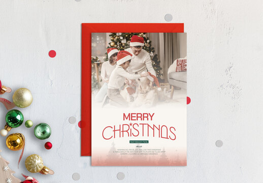 Joyful Family Merry Christmas Celebration Greeting Card with Kids