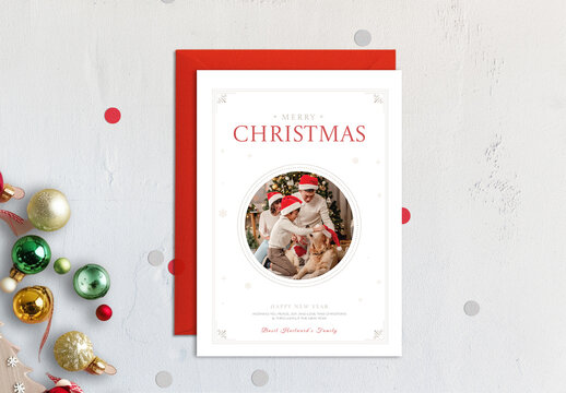 Merry Christmas and New Year Greeting Card Design Layout