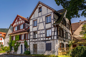 Historische Gebäude, Häuser in der Oberstadt, Bregenz, Altstadt, Bodensee, Vorarlberg,...