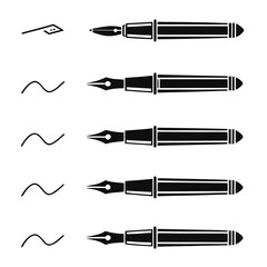 Fountain pen nib and ink flow illustrations