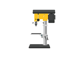 Drill Press Vector Illustration Isolated on White Background – Workshop Power Tool