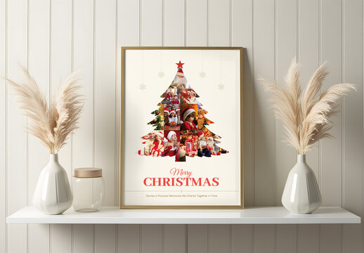 Merry Christmas Tree Photo Collage Card Template