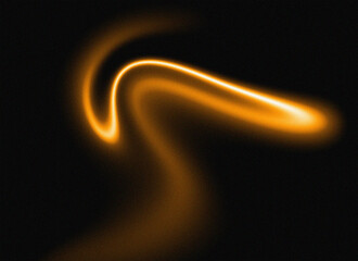 Abstract Orange Flame Curve on Black